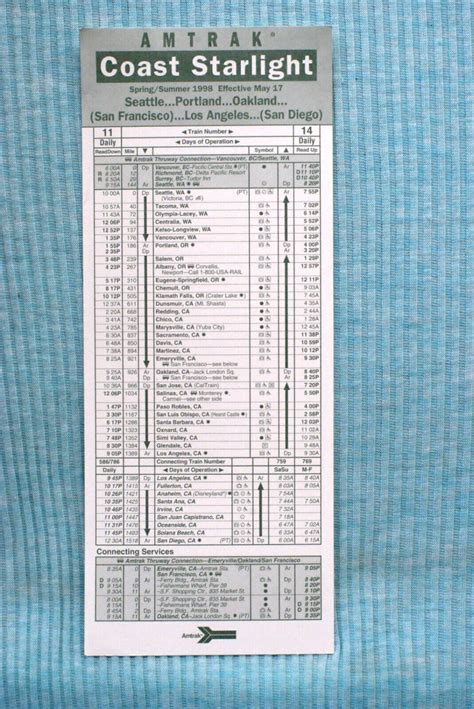 amtrak starlight timetable